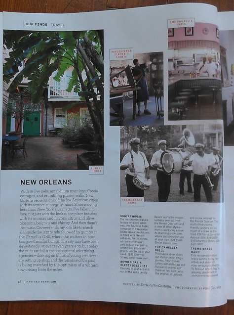 Martha Stewart Living had a feature about New Orleans in its February 2013 edition. (photo by NewinNOLA.com)