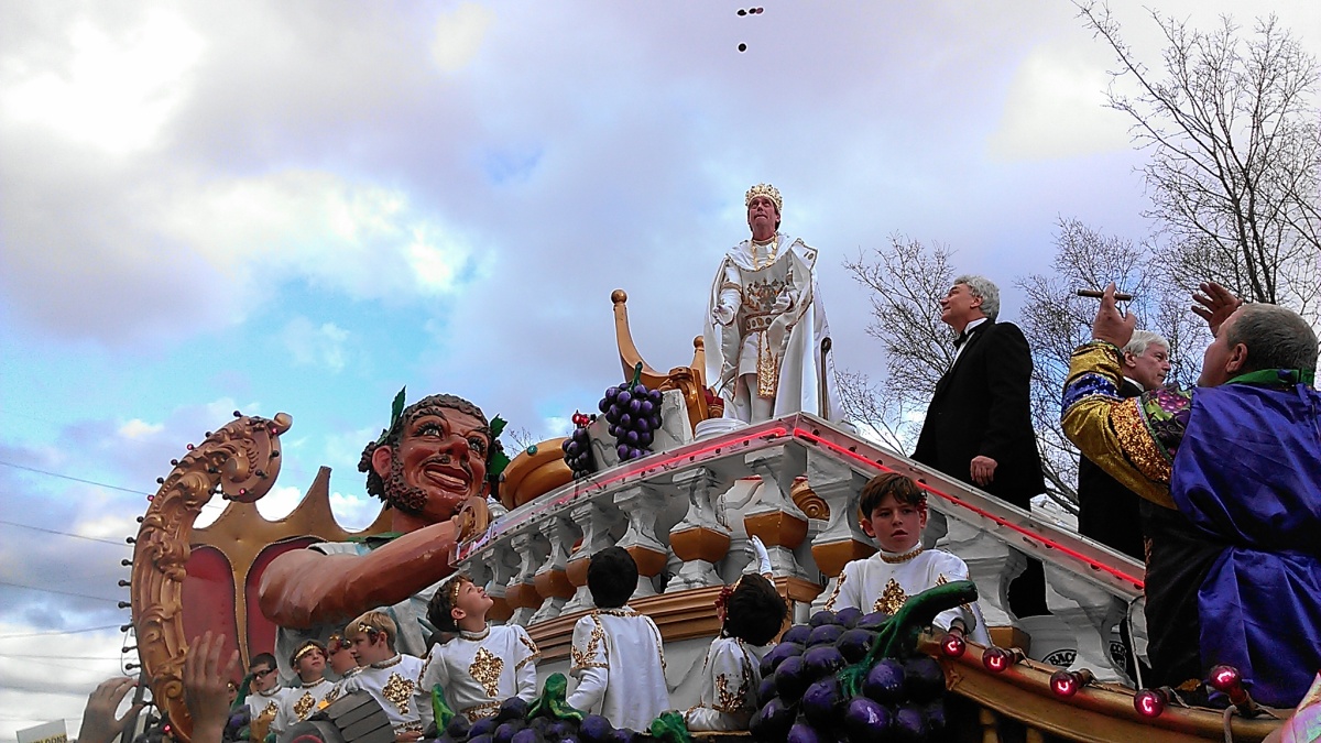 Hugh Laurie was the 2014 king of Bacchus, a Mardi Gras krewe in New Orleans (photo by Carlie Kollath Wells/New in NOLA)